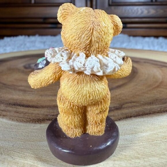 Vintage Painted Porcelain CONGRATS Bow and Rose Bear - Picture 4 of 7